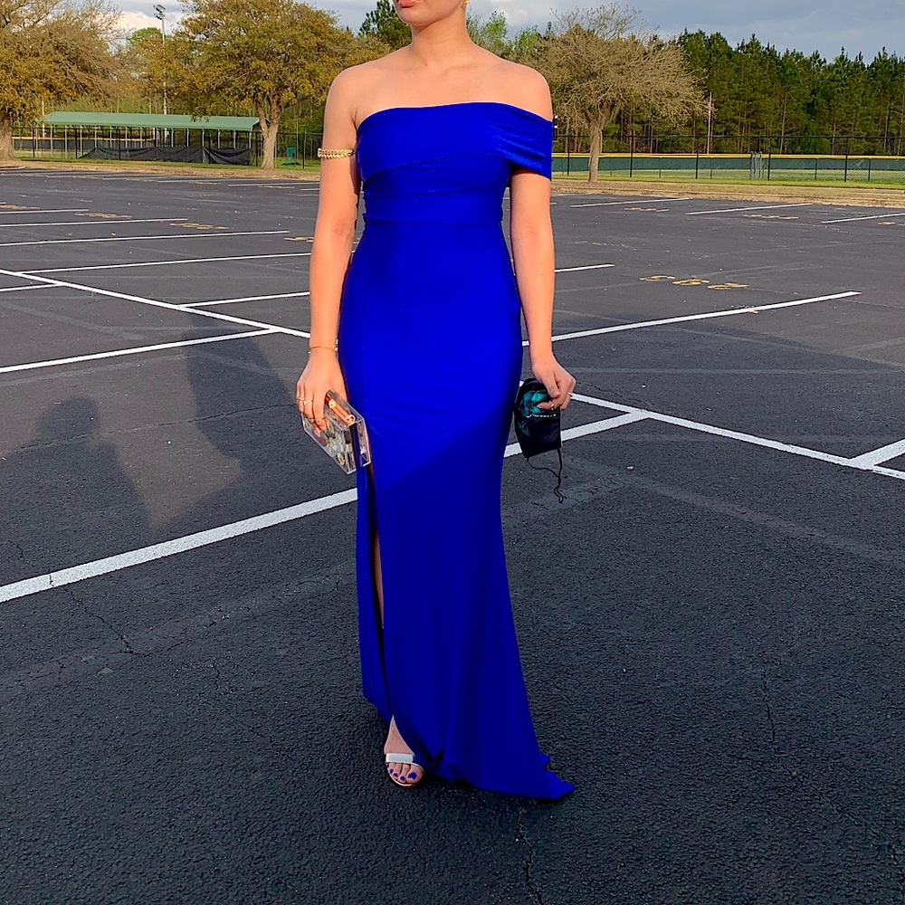 Royal Blue One Shoulder Maxi Dress